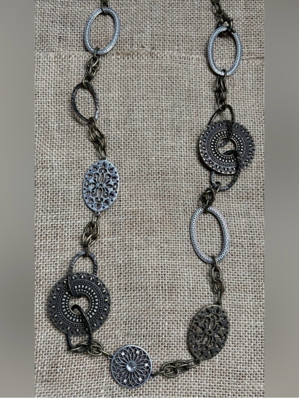 Premier Designs Copper & Silver Tone Chain Necklace Or Belt Steampunk Punk